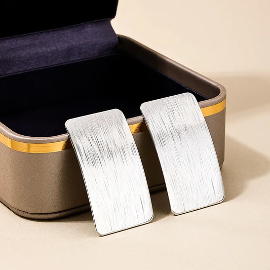 Gold and Silver Rectangle Plating Alloy Ear Studs