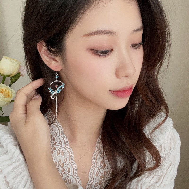 Silver Plated Bird Drop Earrings