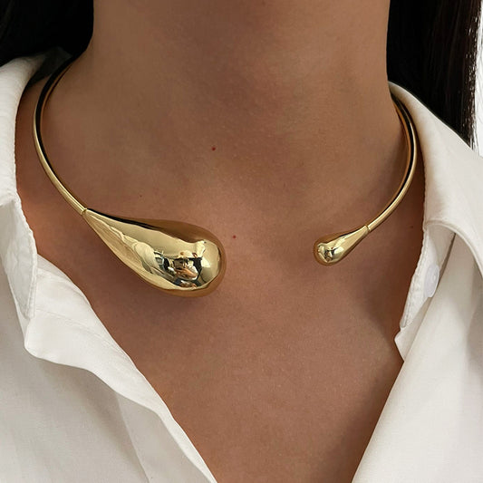 Water Droplets 18K Gold Plated Copper Choker
