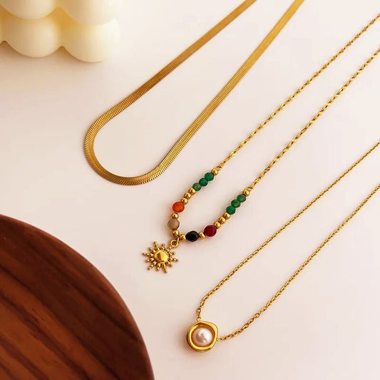 Natural Stone Waterproof Non Tarnish Chain