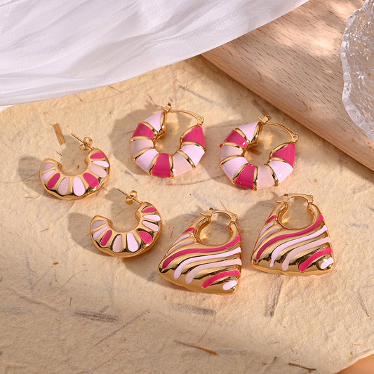 304 Stainless Steel Waterproof Non Tarnish Polishing Enamel Earrings