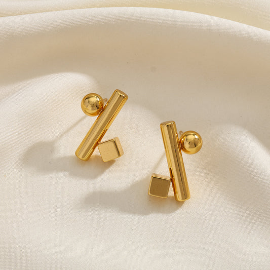 Light Luxury Advanced Stainless Steel 18K Gold Plating Geometric Irregular Ear Studs