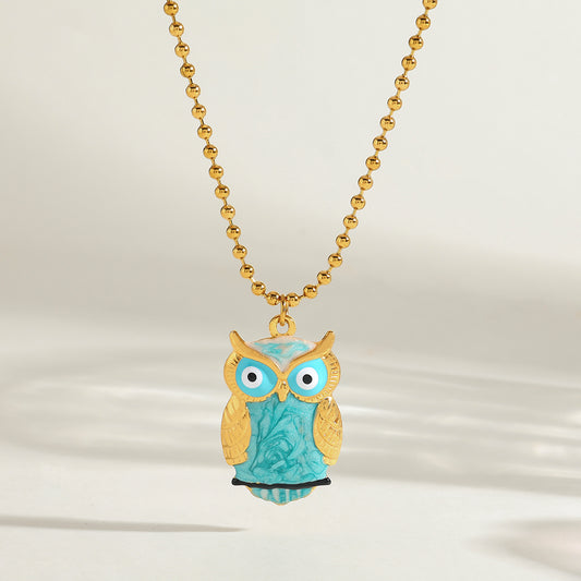 18K Gold Plated Owl Pendant