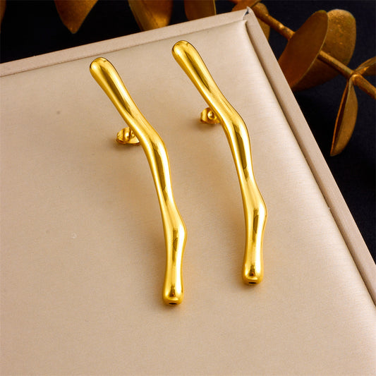 Minimalist Twisted Gold-Plated Stainless Steel Earrings