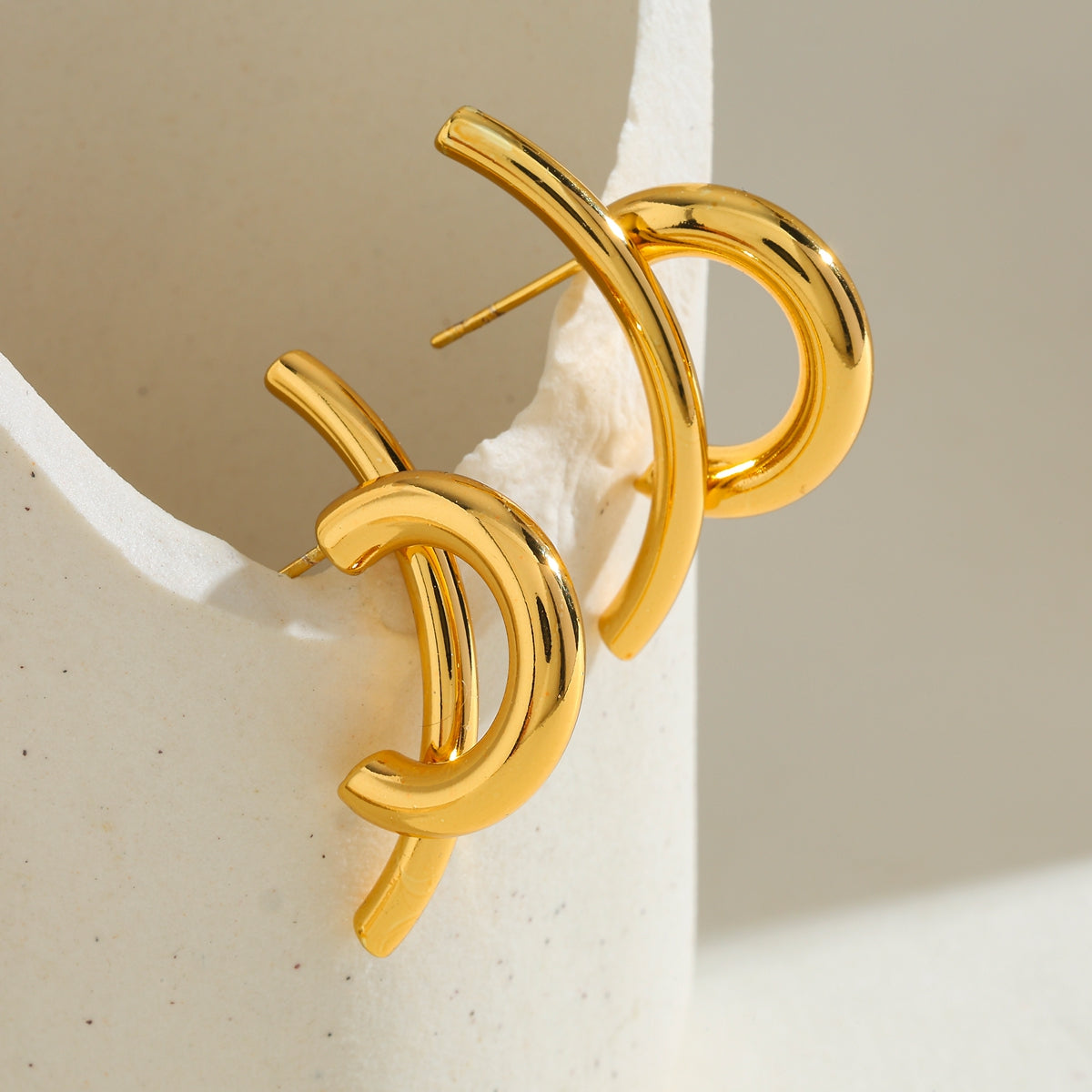 304 Stainless Steel 18K Gold Plated Cute Design Earrings