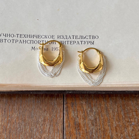 Artistic Geometric Tassel Plating Hollow Out Alloy Earrings