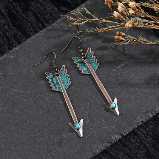 Arrow Turquoise Long Alloy Earrings