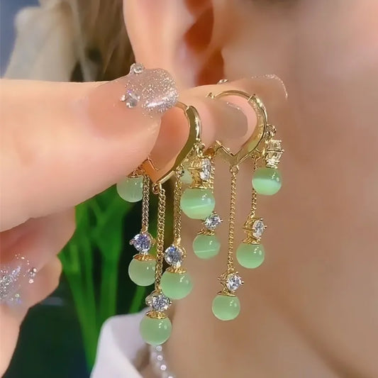 Beautiful Green Tassel Earring